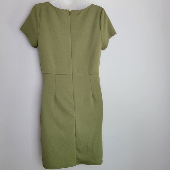 Planet Gold Size L Olive Cap Sleeve Bodycon Dress - Picture 4 of 11